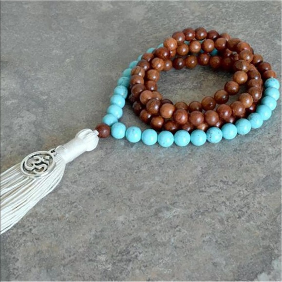 Wood and turquoise Meditation Mala. - Picture 2 of 4